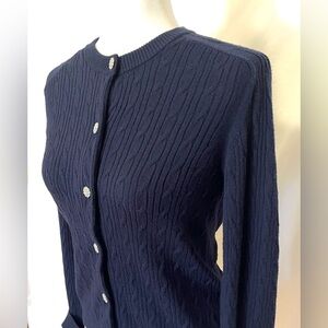 Cardigan with Rhinestone Buttons in Navy Blue Size XS